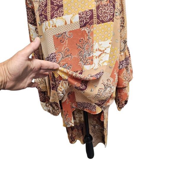 Boho Tunic Top Sz L Layered Patchwork High Low Forest Fairy Autumn Fall - Picture 5 of 11